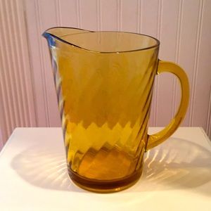 Vintage Glass Amber Pitcher